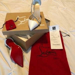 Christian Louboutin Spike Cross 100 White PVC Silv